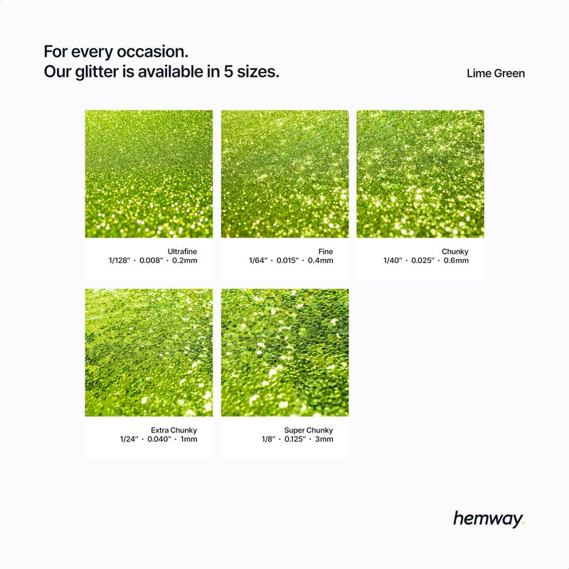 Hemway Eco Friendly Biodegradable Glitter 100g / 3.5oz Bio Cosmetic Safe Sparkle Vegan for Face, Eyeshadow, Body, Hair, Nail and Festival Makeup, Craft - Ultrafine (1/128" 0.008" 0.2mm) - Lime Green - Image 3